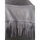 Haina din blana de iepure, zebra-print, cu cordon din piele