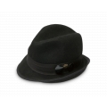 Palarie fedora asimetrica, din lana, accesorizata cu nasturi