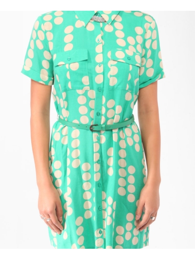 Rochie cargo neon,imprimata cu buline mari