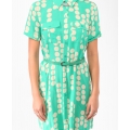 Rochie cargo neon,imprimata cu buline mari