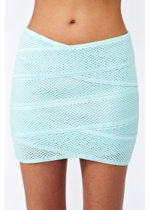 Fusta bandage cu cauciuc, neon, asimetrica