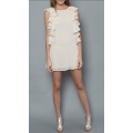 Rochie din chiffon cu volane supradimensionate verticale