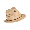 Palarie fedora din paie, accesorizata cu siret cerat