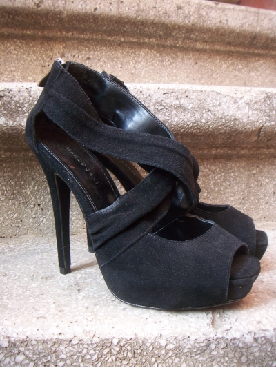 Sandale din piele intoarsa cu barete late in X