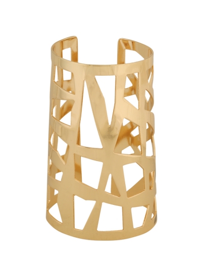 Bratara metalica efect oglinda, fixa, cu decupaje de forme geometrice