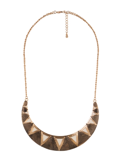 Colier la baza gatului cu placa metalica semi-luna, cu motive tribale si email