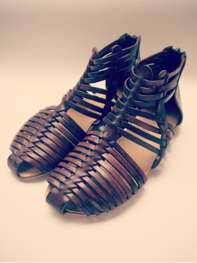 Sandale gladiator, joase, din piele, cu multe barete subtiri