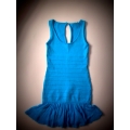 Rochie bandage neon, cu nervuri si volan