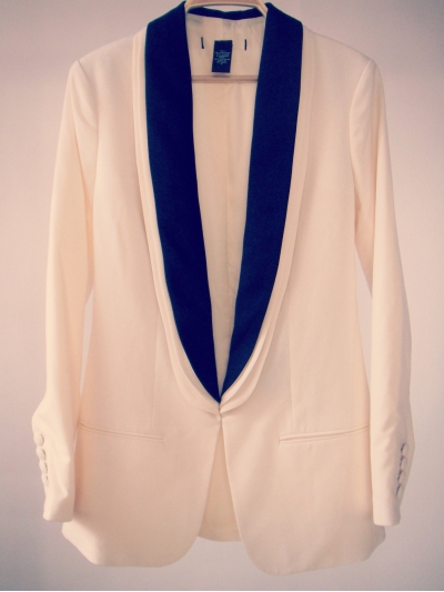 Sacou lung cu rever contrast texturat