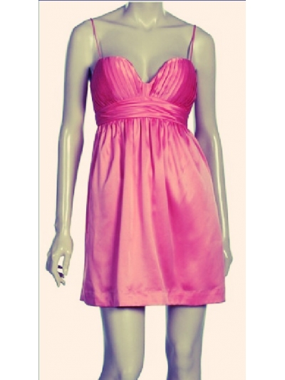 Rochie babydoll cu bustiera push-up plisata si bretele subtiri