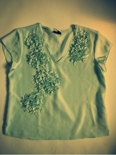 Top T-shirt cu anchior, din matase cu aplicatii