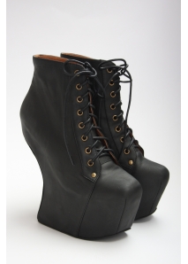 Botine sculpturale din piele, cu platforma si fara toc