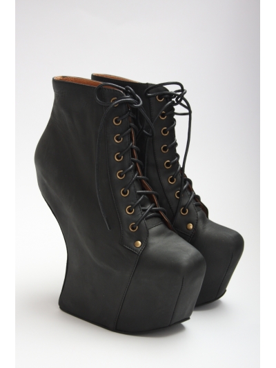 Botine sculpturale din piele, cu platforma si fara toc