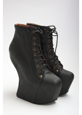 Botine sculpturale din piele, cu platforma si fara toc
