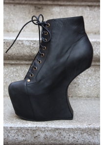 Botine sculpturale din piele, cu platforma si fara toc