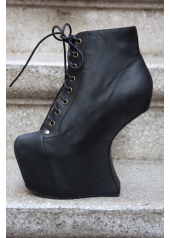 Botine sculpturale din piele, cu platforma si fara toc