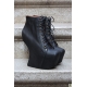 Botine sculpturale din piele, cu platforma si fara toc
