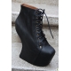 Botine sculpturale din piele, cu platforma si fara toc