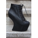Botine sculpturale din piele, cu platforma si fara toc