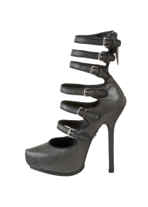 Pantofi pumps din piele cu multe barete subtiri pe glezna