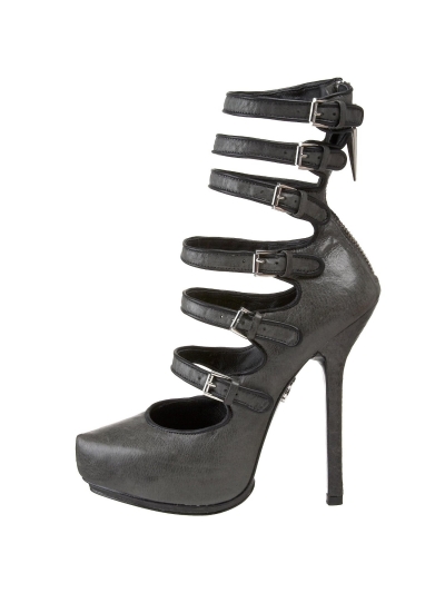 Pantofi pumps din piele cu multe barete subtiri pe glezna