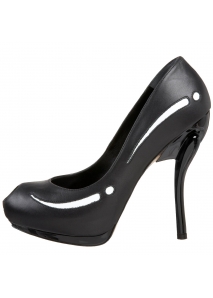 Pantofi pumps peep-toe din piele, cu toc stiletto sculptural
