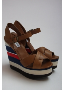 Sandale din piele cu platforma supradimensionata colorblock