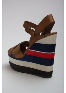 Sandale din piele cu platforma supradimensionata colorblock