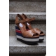 Sandale din piele cu platforma supradimensionata colorblock
