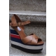 Sandale din piele cu platforma supradimensionata colorblock