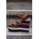 Sandale din piele cu platforma supradimensionata colorblock