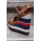 Sandale din piele cu platforma supradimensionata colorblock
