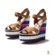 Sandale din piele cu platforma supradimensionata colorblock
