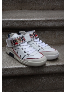Pantofi sport din piele, cu top inalt