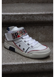 Pantofi sport din piele, cu top inalt