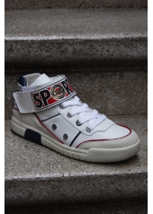 Pantofi sport din piele, cu top inalt