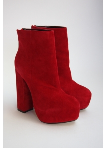 Botine din piele cu toc masiv bloc si platforma ascunsa, supradimensionate