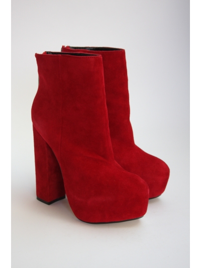 Botine din piele cu toc masiv bloc si platforma ascunsa, supradimensionate